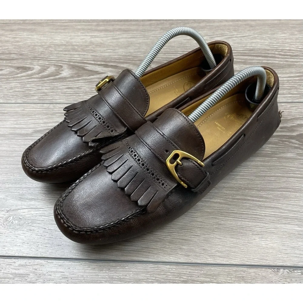 Church's Men's Leather Monk Strap‎ Fringe Detail Dress Loafers Brown Size 8.5